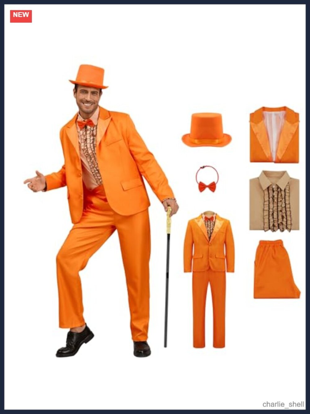 Men's 90s Tuxedo Costume Set Suit Jacket Pants Top Hat Bow Tie Halloween Cosplay